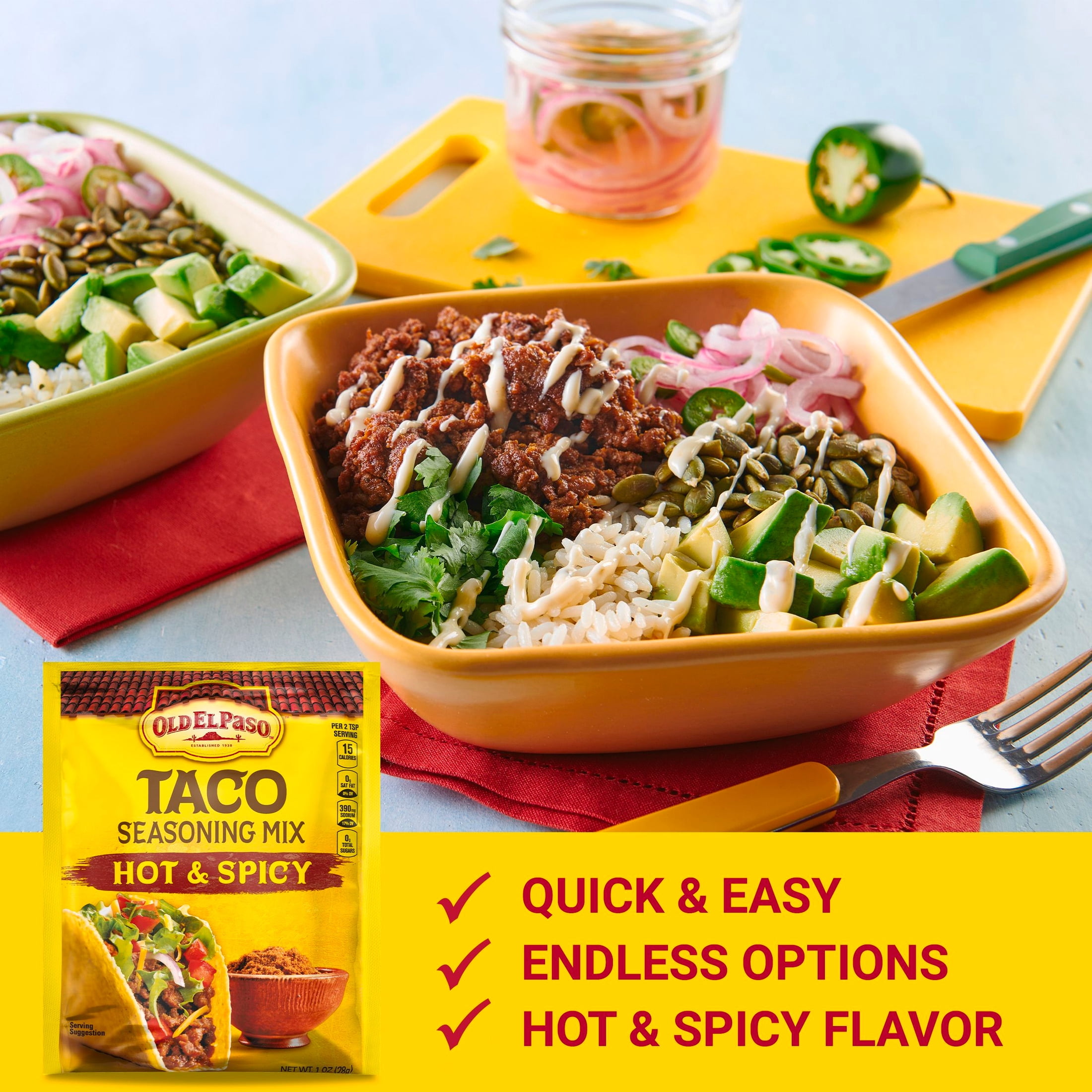 (32 pack) Old El Paso Hot & Spicy Taco Seasoning, 1 oz.