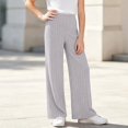 thumbnail image 5 of YUANxueke Girls Ribbed Knit Pants Casual Soft Comfy Elastic Waist Wide Leg Pants with Pockets for 5-15 Years, 5 of 8