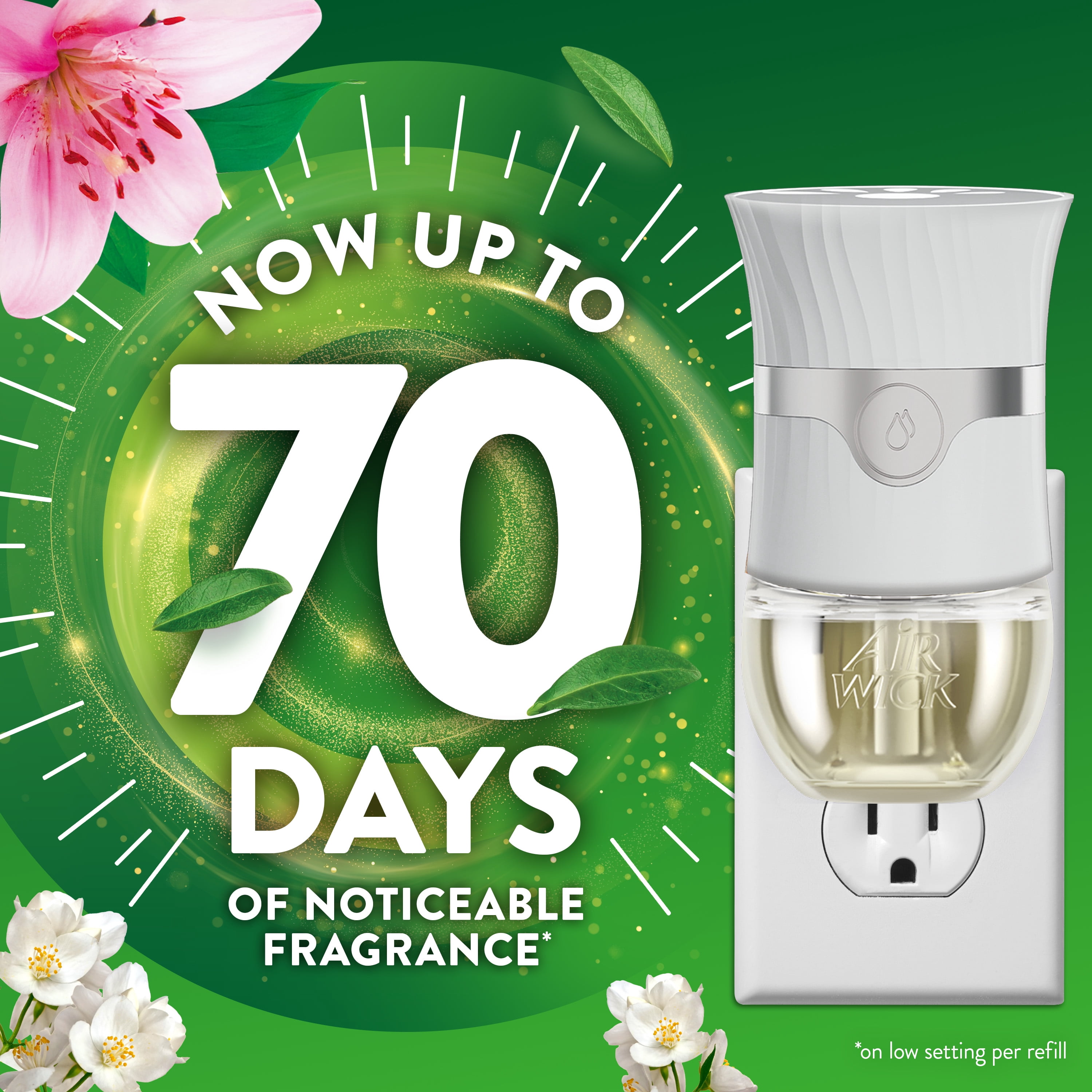 Air Wick Plug-in Scented Oil Refills Morning Lily & White Flowers, 2 Count