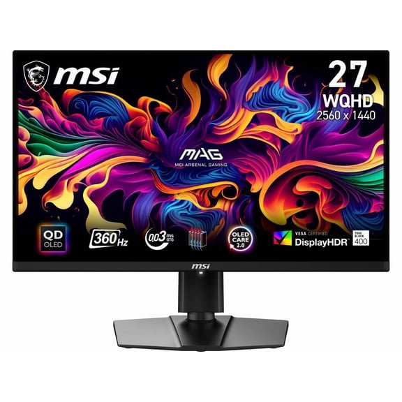 MSI MAG 271QPX QD-OLED 27" 16:9, QD-OLED Gaming Monitor, 360Hz 0.03ms, 2560 x 1440 (WQHD), Height Adjustable Arm
