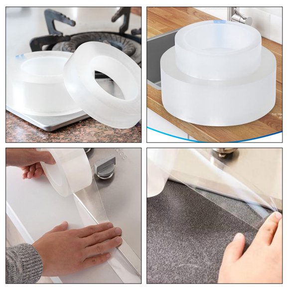 Cinta adhesiva transparente resistente al agua y al moho para fregaderos de cocina, para sellado de agua de piscinas y baños