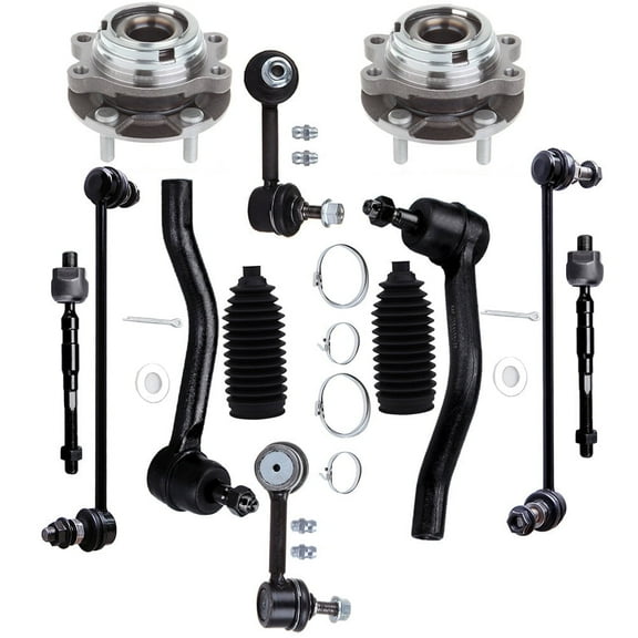 ECCPP - 12PCS Front Inner Outer Tie Rod End Steering Boot Sway Bar Link Wheel Hub Bearing Compatible Fit 2007-2013 For Nissan Altima Suspension Kit