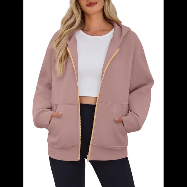 Sudadera con Capucha para Mujer, Sudadera con Cremallera, Moda de Otoño, Chaquetas de Larga, Ropa de Invierno, Conjuntos Rosa XL
