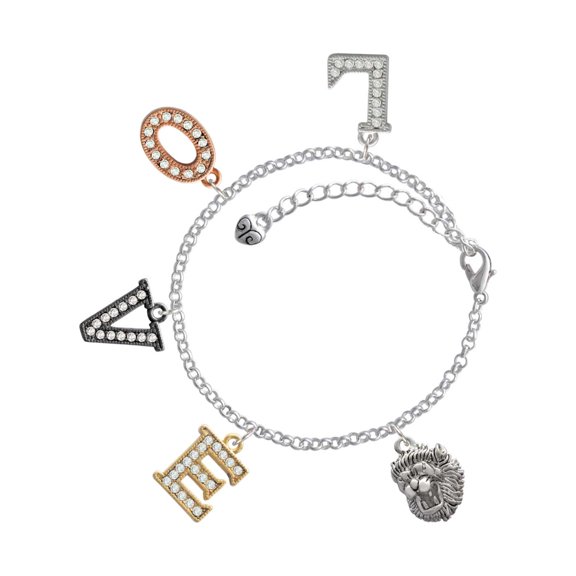 Delight Jewelry Silvertone Small Lion - Mascot Multi-Colored Crystal Love Charm Bracelet
