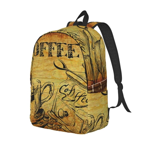 Easygdp Coffee Vintage Mochila de Lona Resistente para Laptop, Compatible con Laptops de 15 a 17 pulgadas, Ideal para Escuela, Trabajo y Viajes-Small