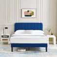 thumbnail image 2 of VECELO 3-Piece Modern Bedroom Set with Queen Upholstered Bed Frame and 2 Nightstand, Blue, 2 of 9