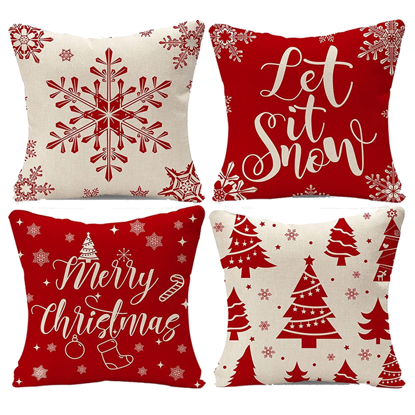 Christmas Pillow Covers, SIMIYA 18×18" Set of 4 Farmhouse Pillow Covers