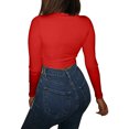 thumbnail image 4 of Hauts Courts à Manches Longues pour Femmes, Col Roulé Mi-Haut, Couleur Unie, Pulls Slim, 4 of 8