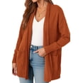 thumbnail image 4 of Suéter PRETTYGARDEN Cardigan Largo Abierto Cómodo Naranja Talla L, 4 of 5