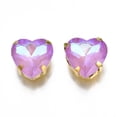 thumbnail image 2 of 50pcs Sew on Rhinestone Mocha Fluorescent style Multi-strand Links Glass Rhinestone with Golden Plated 201 Stainless Steel Prong Violet 12x12x6mm Hole: 1mm, 2 of 4