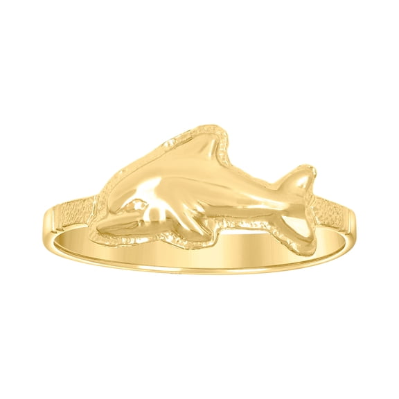 14k Yellow Gold Womens Dolphin Ocean Ring 7.4x2mm Wide Ring for Women - 1.8 Grams
