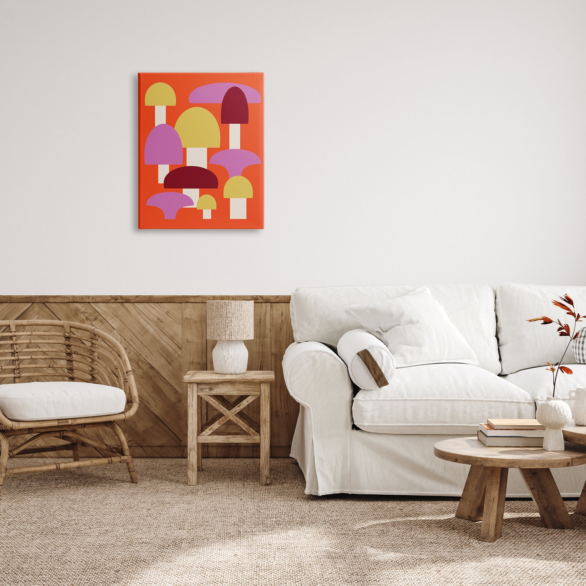 Stupell Industries Pop Style Mushrooms Botanical & Floral Painting Gallery Wrapped Canvas Art Print Wall Art, 24 x 30