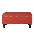 thumbnail image 4 of HomePop Rectangle Traditional Fabric Storage Bench with Nailhead Trim, Red (Set of 1), 4 of 9