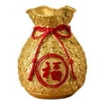 thumbnail image 2 of Riguas Lucky Bag Ornament Chinese Style Fu Character Red Berries Bouquet Flat Bottom Bring Luck Fortune Resin Crafts Copper Cash Money Drawstring Bag Decoration for Living Room, 2 of 8