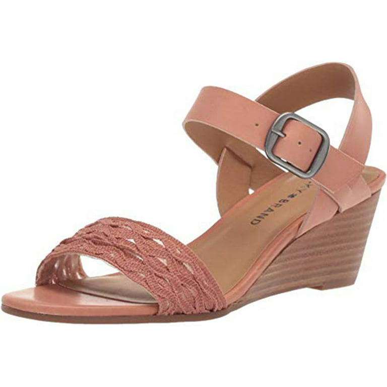 Lucky Brand Women s Jaliena Leather open Toe Ankle Strap Wedge Heel Sandal Walmart