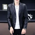 thumbnail image 5 of Chaqueta para hombre, trajes y blazers negros recortados para hombre, abrigos cortos de cuero, diseñador de lujo, elegante, de alta calidad, novedad vintage 2024, 5 of 5
