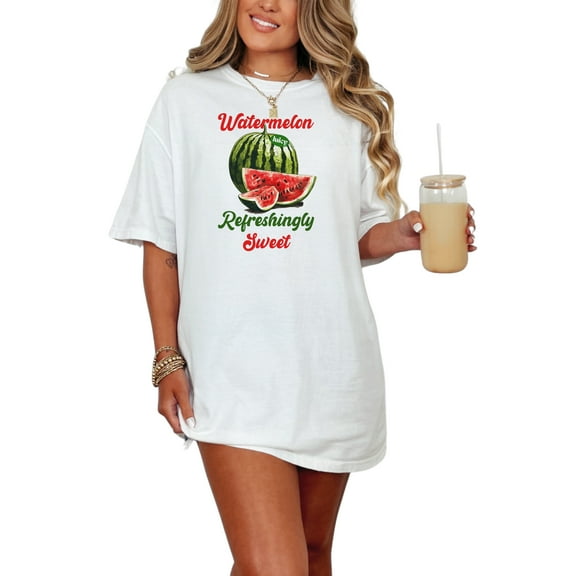 Watermelon Refreshingly Sweet Graphic T-Shirt, Fun Summer Shirt, Cute Fruit Tee, Retro Style Top, Casual Graphic Tee, White Comfort Colors T-Shirt, Small