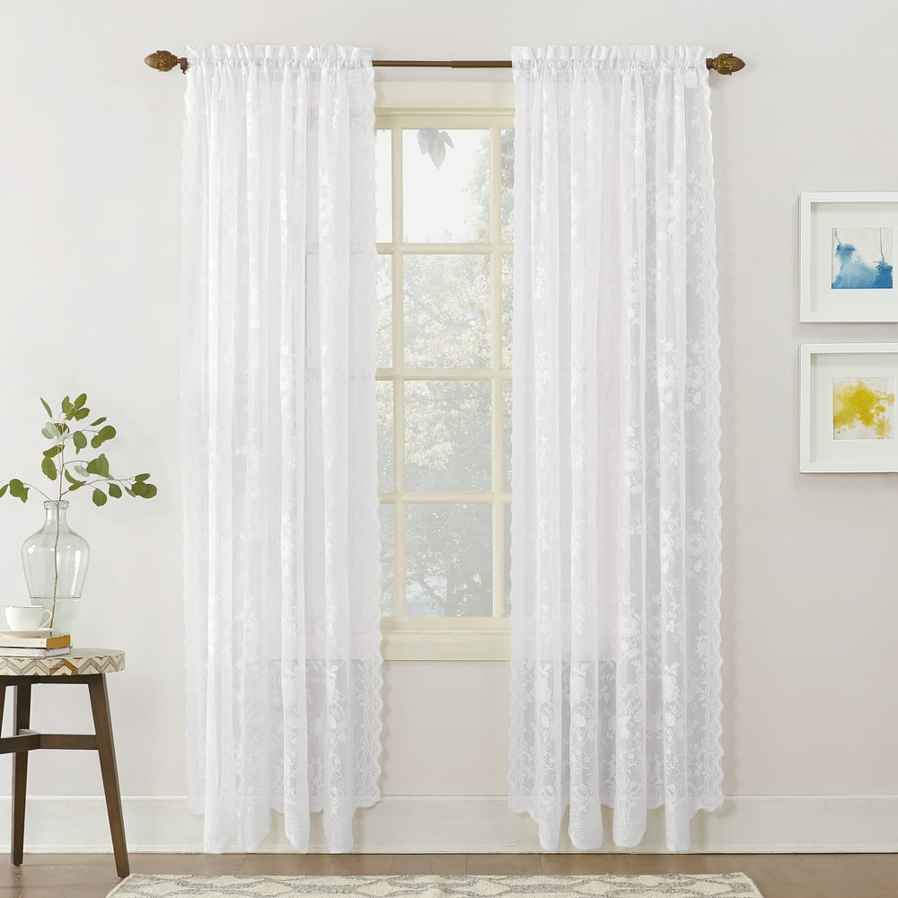 Quinn Floral Lace Sheer Rod Pocket Curtain Panel