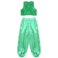 thumbnail image 4 of Aislor Kids Boys Arabian Prince Street Rats Costume Silky Waistcoat with Harem Dance Pants Green 10, 4 of 7
