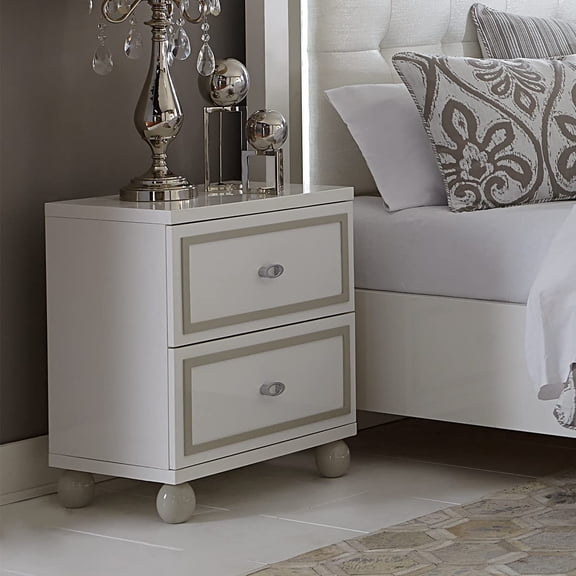 Michael Amini Sky Tower 2-Drawer Nightstand in Cloud White