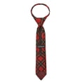 thumbnail image 4 of Jacob Alexander Young Boys' Royal Tartans Plaid Wallace 11 inch Pre-Tied Zipper Neck Tie - Red, 4 of 7
