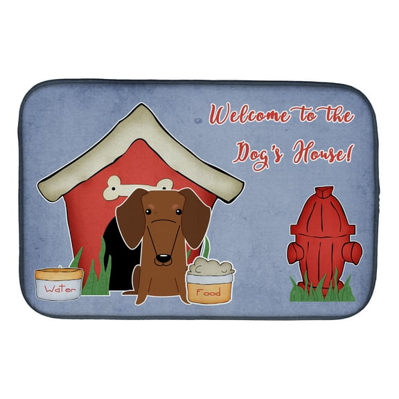 Dog House Collection Dachshund Red Brown Dish Drying Mat