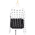 thumbnail image 3 of The Classic Color Block Black And White Shaggy Pullover Jumper With Cross Prints, 3 of 5