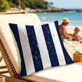 thumbnail image 4 of Outdoor Waterproof Pillow Cover Geometric Stripe Patterns Nylon Spandex Cushion Easy Clean Sofa Chair Decor for Patio Balcony, Navy, JKODE, 4 of 6