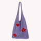 thumbnail image 5 of Bolso de hombro de gran capacidad de punto Bolsos de flores huecas de malla (púrpura), 5 of 5