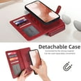 thumbnail image 6 of Dteck Wallet Case for Samsung Galaxy S24 Case 2024 , Protective PU Leather Zipper Purse 2 in 1 Detachable Magnetic Case with Crossbody Shoulder Wristlet Strap 13 Card Holder for Samsung S24,Red, 6 of 8