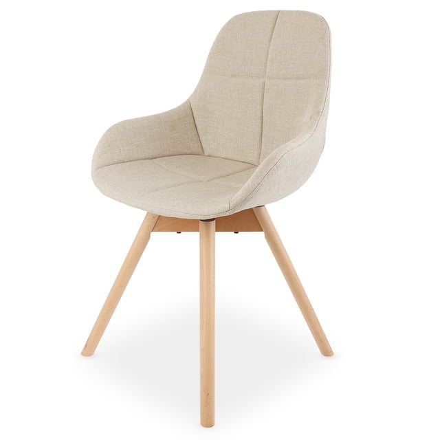 Silla Tapizada Acolchonada con Asiento Giratorio Tipo Eames para Oficina Comedor Sala Beige Gaon