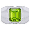 thumbnail image 2 of AFFY 8x10 mm Simulated Birthstone Men's Ring Peridot In 14K White Gold Plated 925 Sterling Silver. Ring Size 9, 2 of 6