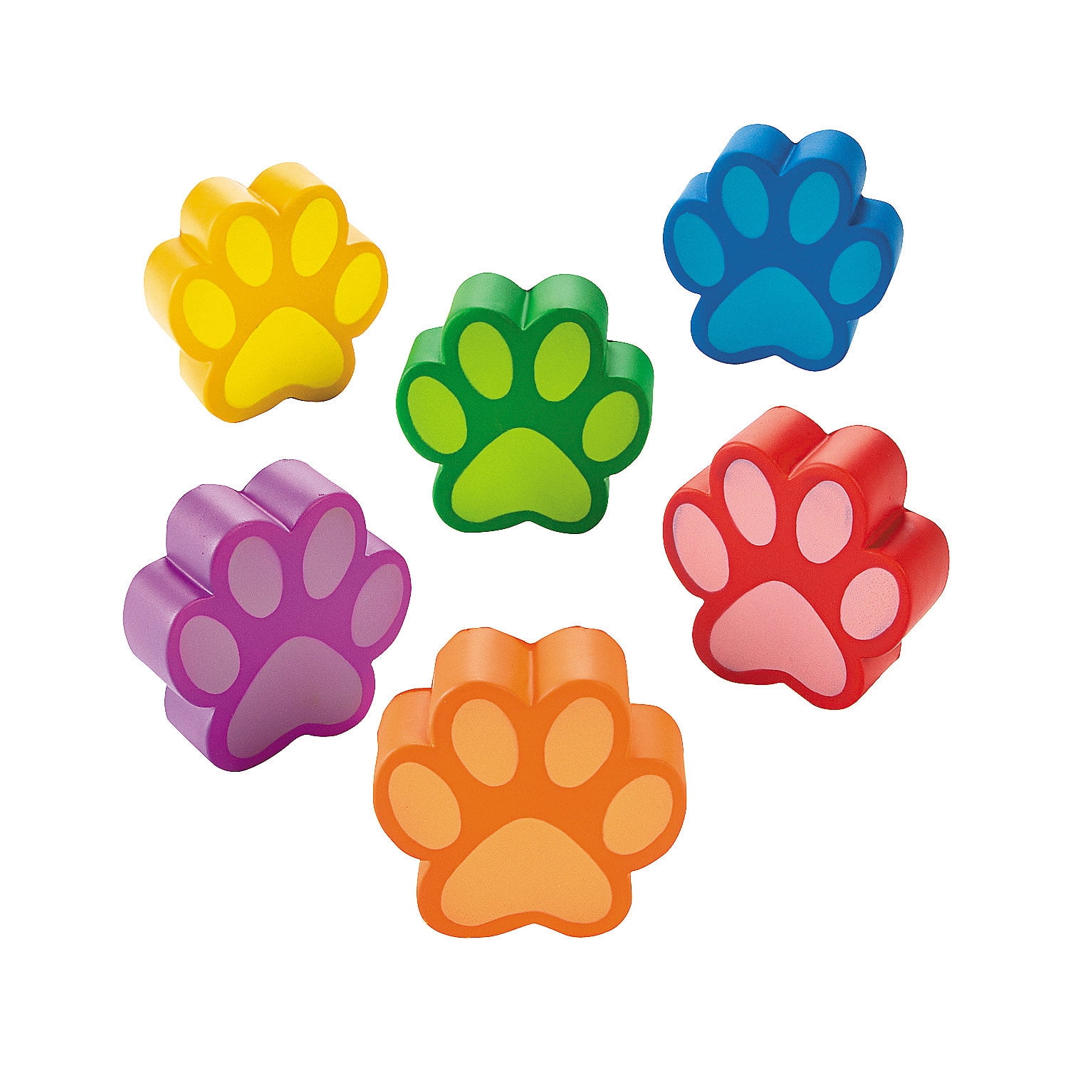 Fun Express 12 Pieces Paw Print Shaped Stress Toy, Party Favors