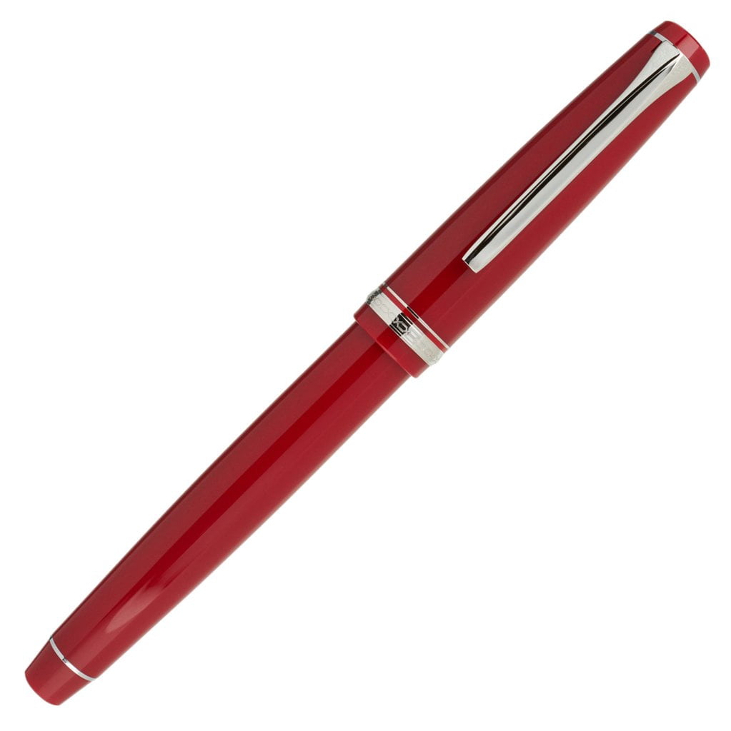 Pilot Falcon Fountain Pen - Red & Rhodium - Soft Flexible Medium Nib