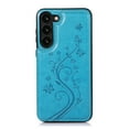 thumbnail image 6 of Compatible with Galaxy S22 Case Wallet with Card Holder,Embossed Butterfly Pattern PU Leather Double Magnetic Buttons Flip Shockproof Protective Cover for Samsung Galaxy S22, Blue, 6 of 9