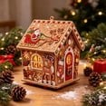 thumbnail image 5 of Christmas Diamond Art, Hanging Ornament DIY 3D Wooden House Pendant With Wreath, Christmas Tree Hanging Holiday Decor & DIY Craft Gift For Family, 5 of 7