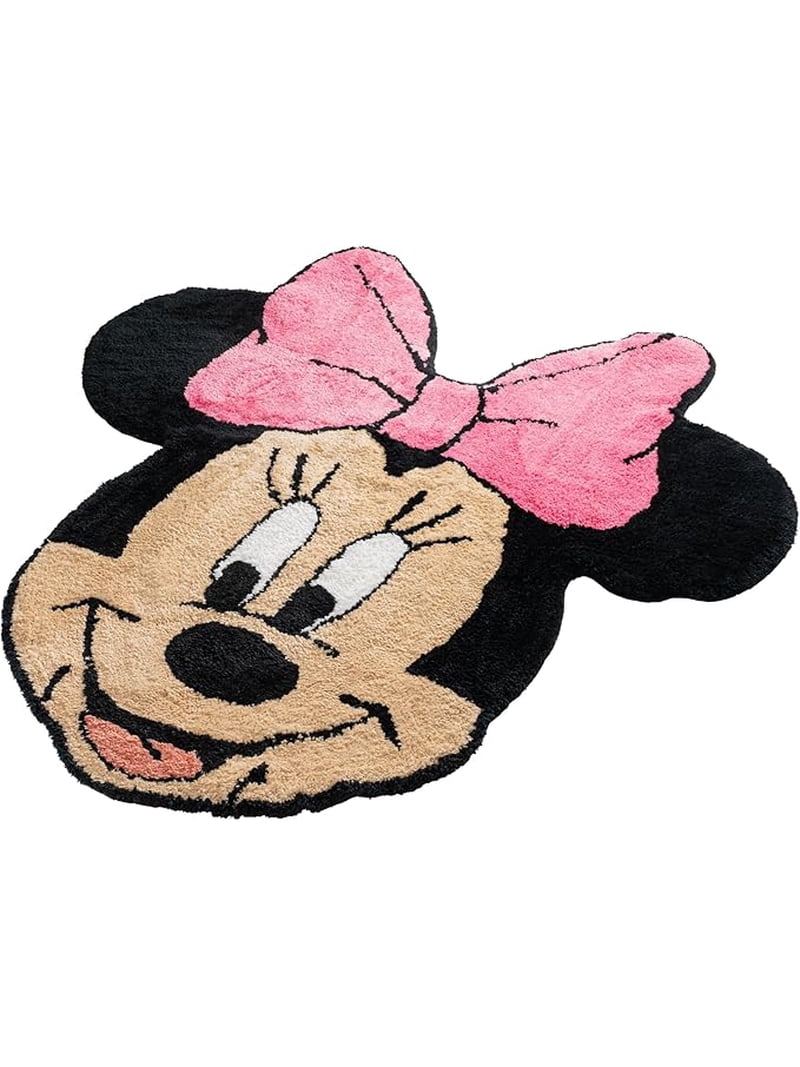 Disney Minnie Mouse Face 4ft x 3ft Fluffy Plush Tufted Area Rug