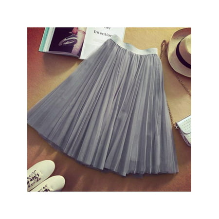 Lavaport 3 Layers Tutu Tulle Dresses Women High Waist Knee Length Skirt