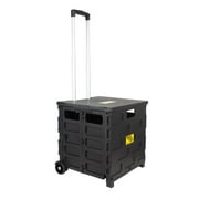 dbest products Quik Cart Pro Collapsible Handcart Dolly w/ Lid Seat Stool, Black