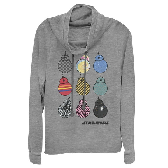 Junior's Star Wars: The Rise of Skywalker BB-8 Fashion Cowl Neck Sweatshirt Gray Heather 2X Large