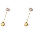 thumbnail image 1 of Transemion 1/2/3/5 Cartoon Adorable Restaurant Hotel Tableware Portable Washable Stainless Steel Stirring Mixing Dinnerware Cake Flatware Candy Spoon Rainbow 2PCS, 1 of 6