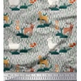 thumbnail image 1 of Soimoi Rayon Fabric Rabbit,Sheep & Deer Kids Print Fabric by Yard 42 Inch Wide, 1 of 3