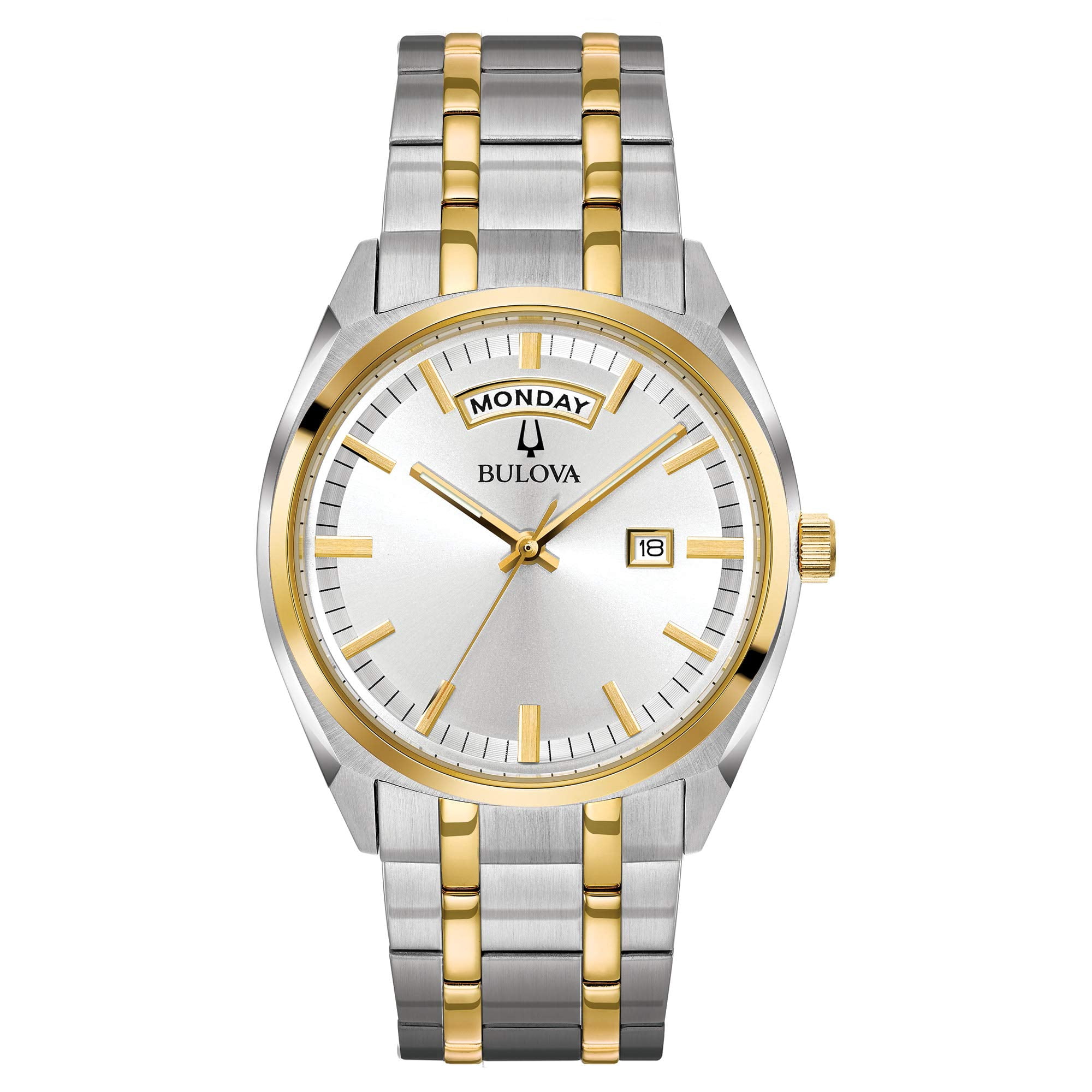 Classic Bulova Two Tone Date Watch Stainless Steel Gold Silver New Battery Bulova main image 4
