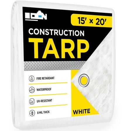 Boen FR White Tarp 15' x 20', 10x10 Weave