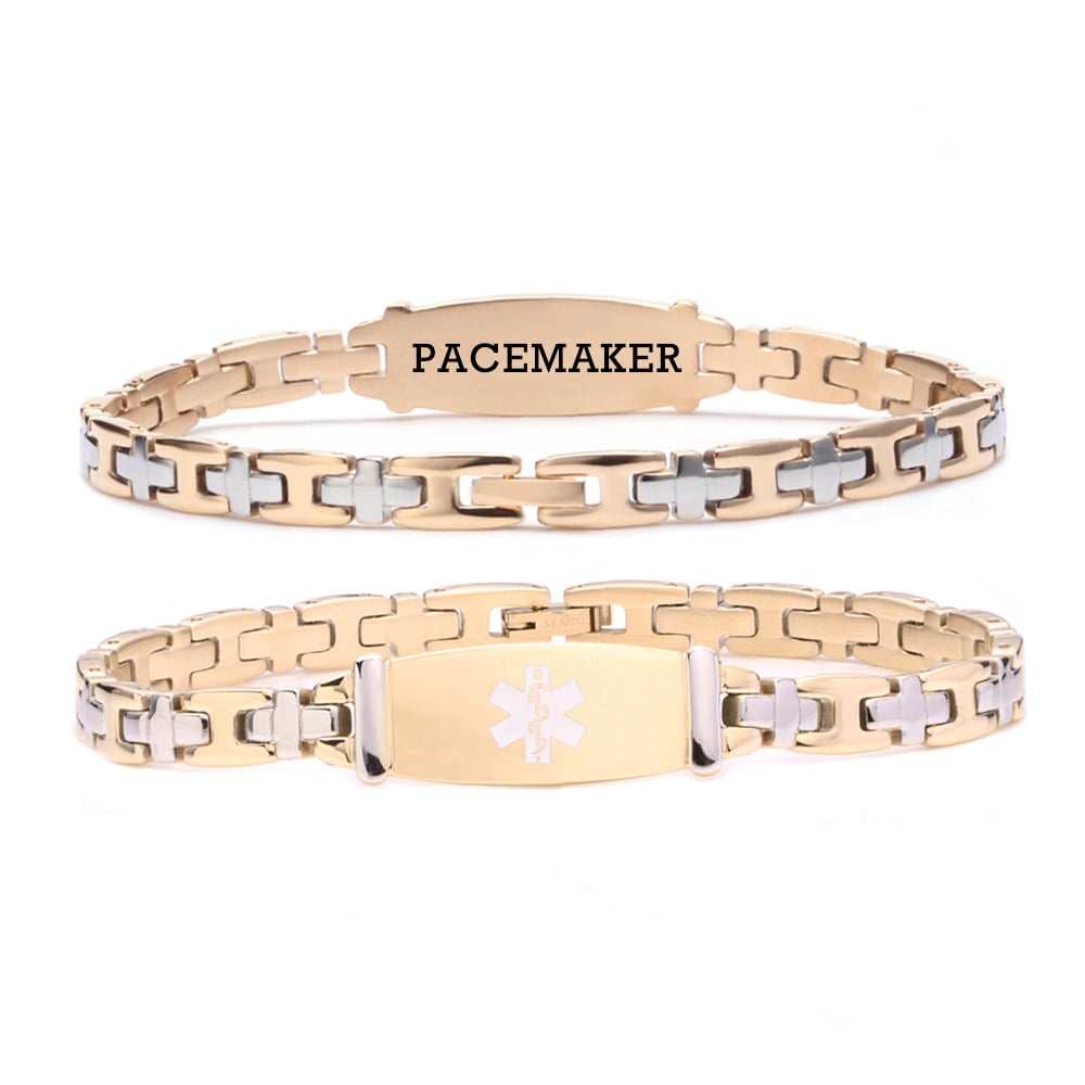 LinnaLove 7 1/2 in Gold Lady Medical Alert id BraceletsStainless steel