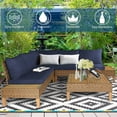 thumbnail image 4 of Costway 4PCS Patio Rattan Furniture Set Loveseat w/Wooden Side Table Cushioned Navy, 4 of 10