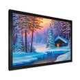 thumbnail image 2 of Designart 'Old Cabin In Winter Forest In Evening Glow I' Traditional Framed Art Print, 2 of 4