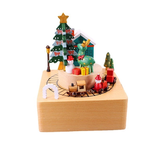 Cajas musicales de madera navideñas que reproducen la canción Feliz Navidad Movimiento musical Creativo Tren