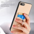 thumbnail image 6 of Carbon Fiber Patterned Case for iPhone 7 / 8 / SE 2020 / SE 2022, Wallet case with [360°Rotation Ring Kickstand] Credit Card Holder,PU Leather Shockproof Cover Women Men, Khaki, 6 of 8