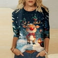 thumbnail image 2 of JIKNTTR Christmas Shirts For Women Trendy 3/4 Sleeve Christmas Tops Snowflake Snowman Holiday Shirts Xmas Tree Graphic Blouse 2024 Thermal Underwear Tops, 2 of 4